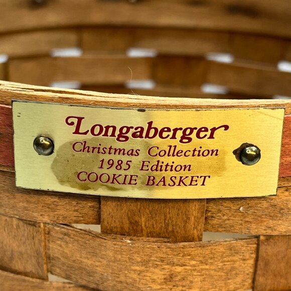 VTG Longaberger 8" Handwoven Basket Brown & Red Christmas Cookies Retired 7 x 3 - Picture 3 of 6